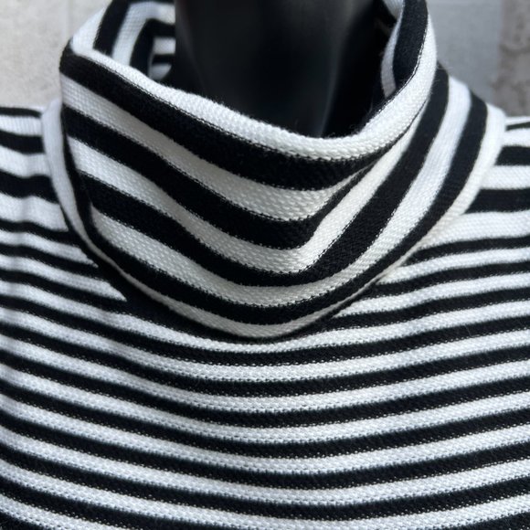 Etcetera Sleeveless Turtle Neck Striped Sweater Dress Black & White Size Medium - Picture 4 of 6